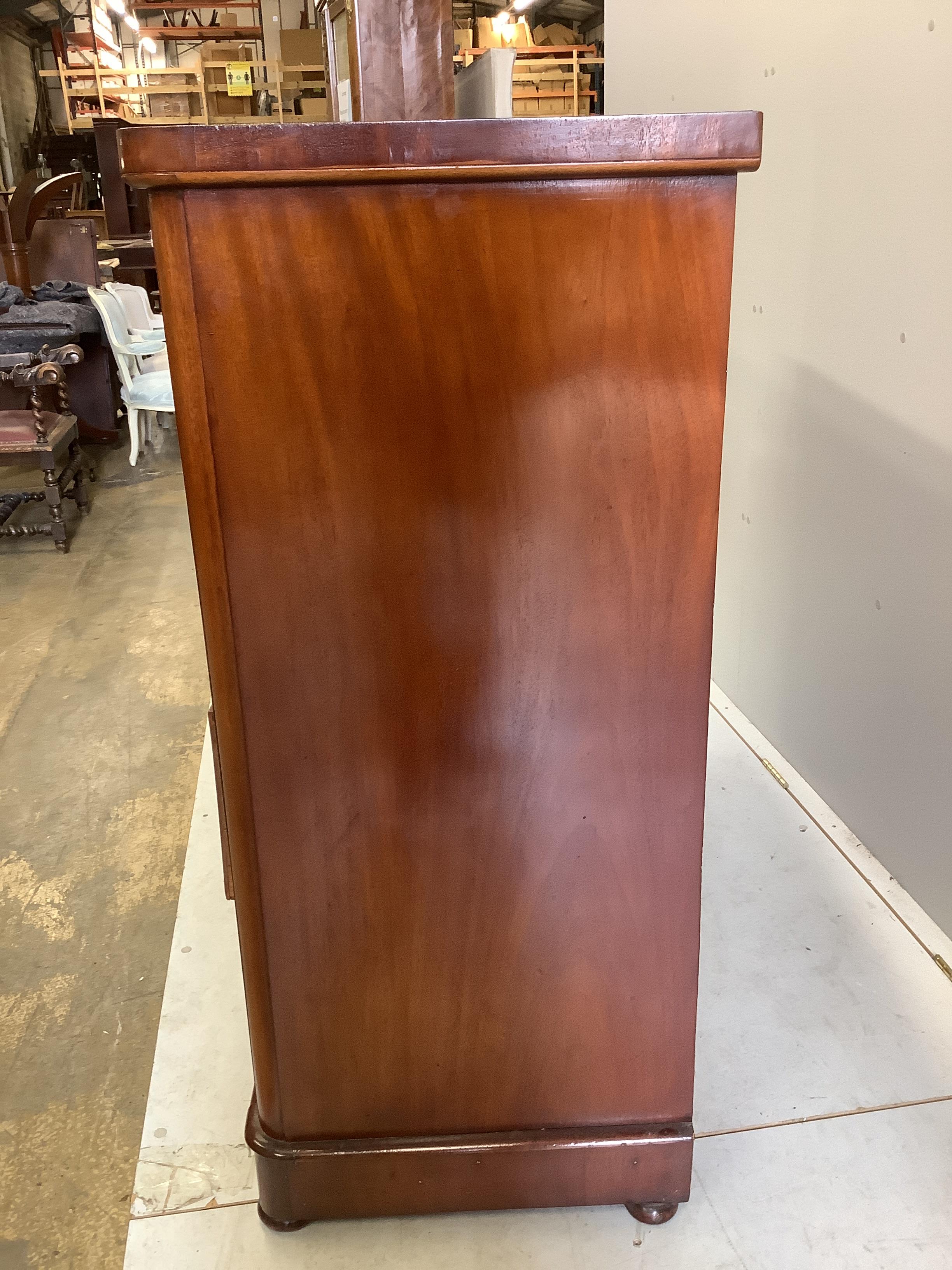 A Victorian mahogany five drawer chest, width 119cm, depth 52cm, height 117cm